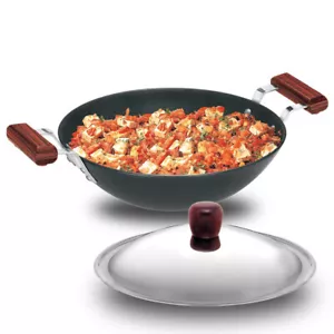 Futura Hard Anodised 3.75 L 30cm Wok/Kadai/Frying Pan Induction Base With Lid - Picture 1 of 8