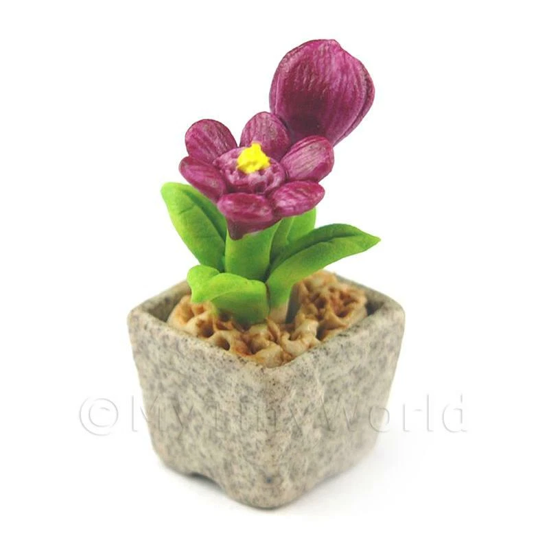 Miniatura Fatto A Mano Colore Viola Ceramica Fiore - Immagine 1 di 1