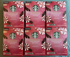 132 K-Cup Pods Set of 6 (22ct Boxes) Starbucks Peppermint Mocha Coffee Keurig - Picture 1 of 4