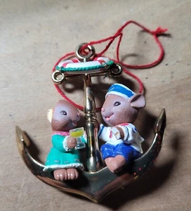 1994 Enesco Christmas Ornament Mouse With Anchor Vintage - Picture 1 of 2