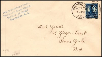 Scott 557 5 Cents Roosevelt FDC Washington, DC Cancel Addressed SCV $135.00 - Image 1 of 2