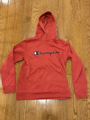 Sudadera con capucha roja ligera grande de la marca Champion para niños Foto 1 de 3