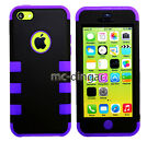  Purple  Dual Layer Hybrid Rugged combo soft hard case cover for iPhone 5c 5C 