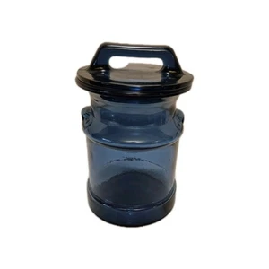 L E Smith Vtg Cobalt Blue Glass Jar Canister Cookie 2 qt - Picture 1 of 10