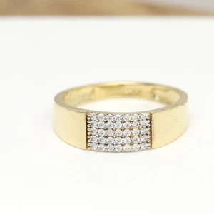 14k Gold Ring Band yellow gold cluster design solid gold (#1) - Picture 1 of 8
