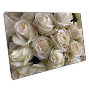 Weiße Rose Bouquet Wandkunstdruck klassische Blumenfotografie auf Leinwand für Zuhause - Bild 1 von 10