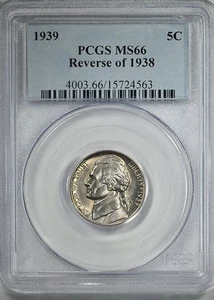 1939 Jefferson Nickel 5C PCGS MS66 - Reverse of 1938 - Picture 1 of 5