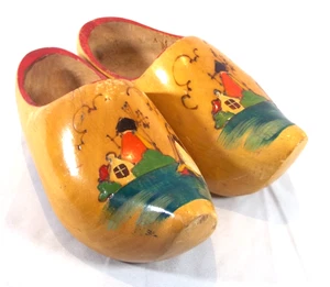 Holländische Holzschuhe Clogs 9 Zoll handbemalt Windmühle Szene Größe 6 Made in Holland - Bild 1 von 7