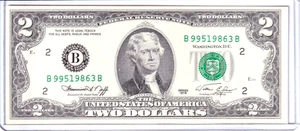 1976 $2 Federal Reserve Note New York Rare B/B Block Uncirculated #B99519863B - Picture 1 of 2