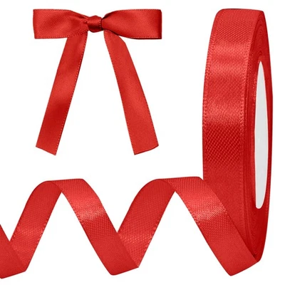 Red Satin Fabric Ribbon 1/2 Inch x 25 Yards for Gift Wrapping DIY Craft - Image 1 of 4