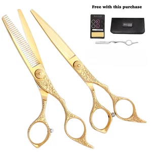 Washi D'or Classic Beauty Shears 6" and 30 Tooth Thinner + razor, case - Picture 1 of 1