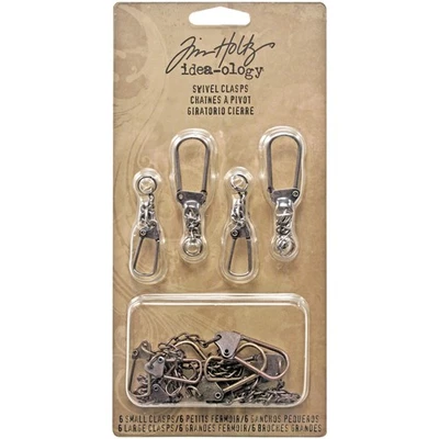 Idea-Ology Swivel Clasp W/Chain 2.78" To 3.75" 12/Pkg Antique Nickel, Brass & Co - Image 1 of 3