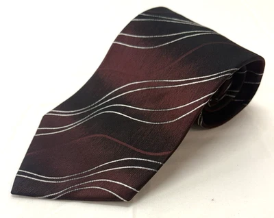 Pierre Cardin Mens Necktie All Silk Made In USA Red Silver Stripes - Image 1 of 4