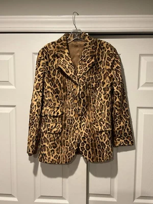 Moschino Cheap And Chic Vintage Women’s Leopard Fur Coat Blazer Jacket US sz 10 - Image 1 of 4