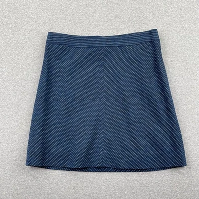 Falda DKNY para mujer 6 azul marino a rayas mezcla de lino línea A mini retro preppy Foto 1 de 4