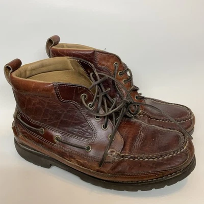 LL Bean Chukka Allagash Bison Brown Leather Moc Toe Boots Men's Size 10,5EE Wide - Image 1 of 4