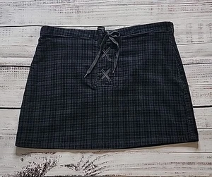 SO High Rise Mini Skirt Women Junior 17 Or 33” Plaid Blue Gray Corduroy NWT Zip - Picture 1 of 8