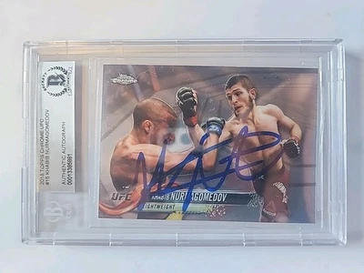 Khabib Nurmagomedov 2018 Topps Chrome UFC Signed Slabbed Beckett BAS Auto 5 - Image 1 of 2
