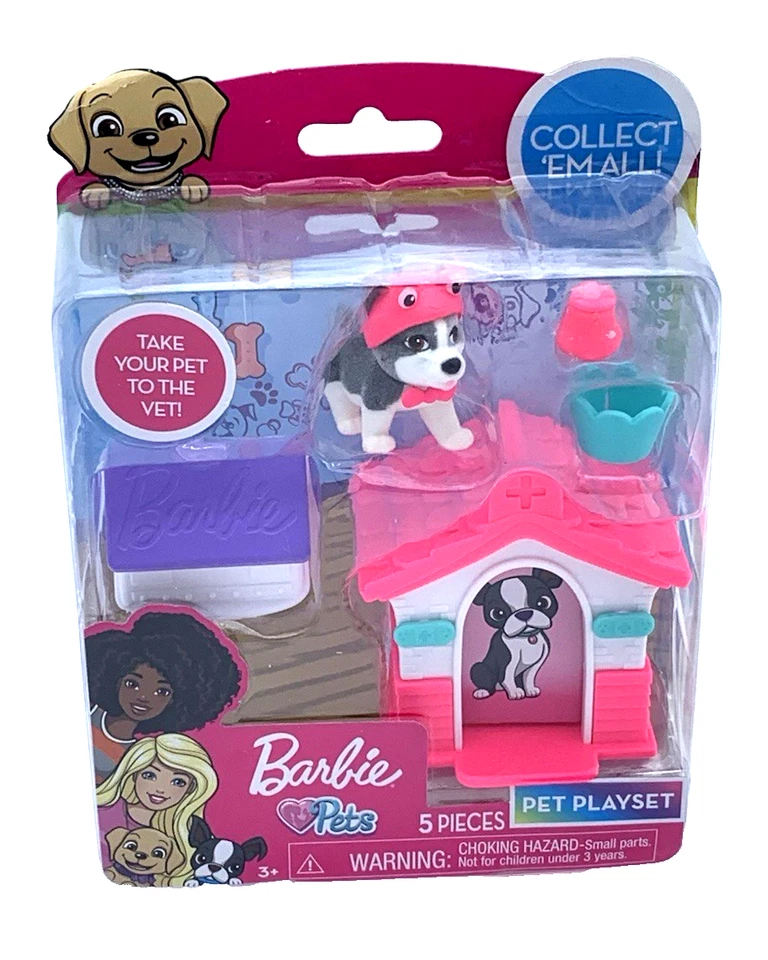 Barbie Pets Playset Puppy Lot - 2 Take Your Pet To The Vet 5 pc / 2 Spa Day 6 pc