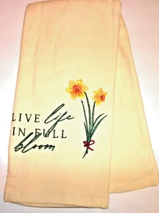 LIVE LIFE, FLORAL DESIGN, EMBROIDERED IVORY COLOR DISH TOWEL - Picture 1 of 4