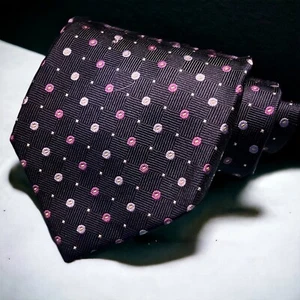 Hickey Freeman Mens Silk Necktie Blue Navy Silver Print 4” Wide USA Made - Picture 1 of 8