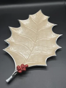 Julia Knight Signed Metal Holly Platter - 22" - Picture 1 of 6