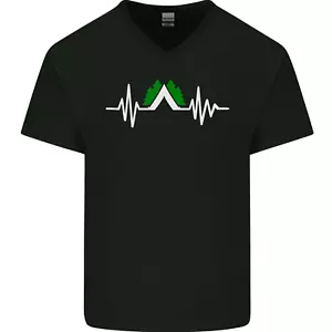 Camiseta de algodón Pulse Camping Camper Festival ECG para hombre con cuello en V - Imagen 1 de 37