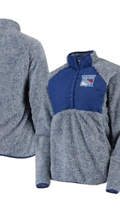 New York Rangers Antigua Women's Sherpa Quarter-Snap Pullover Jacket Blue 2X - Picture 1 of 8