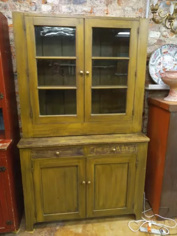 Antique Painted Stepback Cupboard Cover