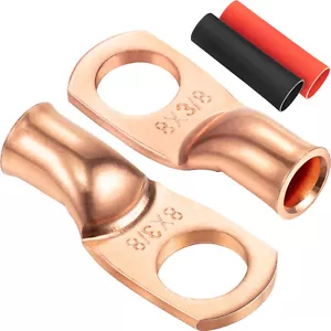 Confezione da 2 alette in filo di rame UL 8 calibro 8 AWG 3/8 pollici cavo batteria resistente termine - Foto 1 di 7