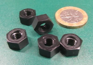 Hex Nut, Black Nylon, 1/4"-20 Threads, 50 Pcs - Picture 1 of 11