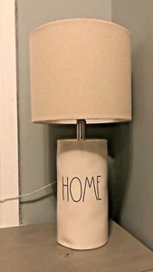 NEW Rae Dunn 2021 HOME Ceramic Cylinder Table Lamp Light White Black Letters LL  - Picture 1 of 7