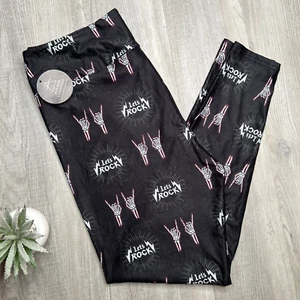 Let’s Rock Skeleton Hand-Horns Black Leggings OS TC TC2 - Picture 1 of 6