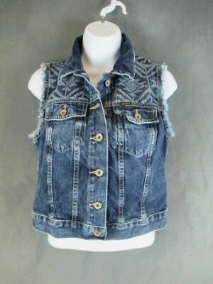 Chaleco vaquero Big Star para mujer pequeño azul azteca 100 % algodón corto recortado Foto 1 de 4