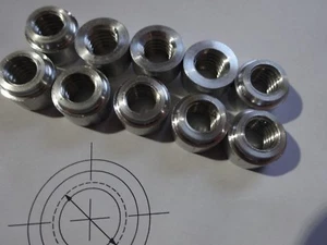 ALUMINUM WELD NUTS FIT 1/2" HOLE - 3/8-16 UNC (QTY. 10) - Bild 1 von 4