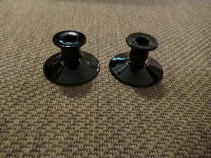 2 Vintage Amethyst Glass Taper Candle Holders 2.5" High - Picture 1 of 4