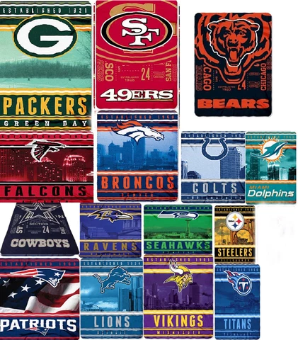 NFL blanket throw bedding XXL 66x90 lightweight fleece FREE SHPNG steelers colts Cover