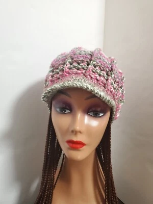 Двойной голландский ручной работы Newsboy шляпа крючком громоздкий взрослых Beanie шляпа с козырьком - Изображение 1 из 4