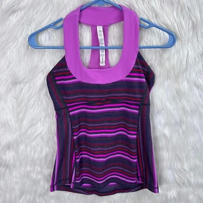 Lululemon Scoop Neck Tank, Workout Yoga, Size 6 , Pink Red Stripe! - Image 1 of 4