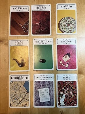 Lote de 9 habitaciones de repuesto de juego de mesa Clue 1972 Foto 1 de 2