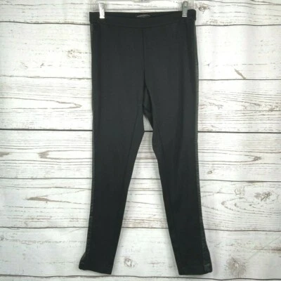 Banana Republic Sloan Fit Black Pull On Pants Faux Leather Trim Women's Small  - Image 1 of 4