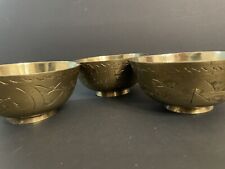 3-Chinese Brass Engraved Bowls- 3 Different Designs!