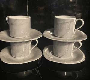 Mikasa Tempo Eighty Marbella Gray Marble 8oz Cups W/saucers- Set’f 4-8pc CE733 - Picture 1 of 4