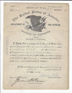 1890 MEXICAN WAR Widows Pension Papers Signed by Civil War Gen Green B Ramm RARE - Picture 1 of 5