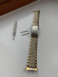 Piękny nowy 18MM koralik ryżu 2-kolorowy stalowy / pozłacany pasek do zegarka do Omega - Zdjęcie 1 z 6