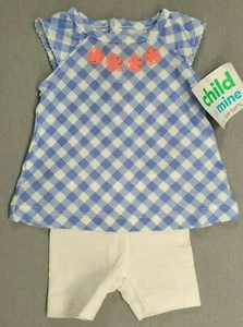 New Baby Girl Clothes Child Of Mine Carter's Newborn 2Pc Blue White Check Outfit - Picture 1 of 3