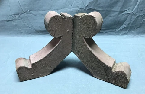 Pair Small Shabby Brown Wood Chic Gingerbread Porch Brackets VTG Corbels 994-22B Cover