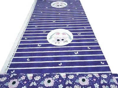  Stoff Jersey Baumwolle Vögel Blumen Panel Stoffpanel 0,75m x 1,40m blau bunt - Bild 1 von 4