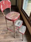 Cosco Stylaire Retro Vintage 50's Counter Chair Step Stool Red Metal Chrome