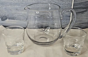 Klassischer MCM 3 Stück Klarglas Krug & Trinkgläser geätzt Atomstern - Bild 1 von 9